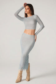 Oh Polly Embellished Jupe Maxi Taille Basse Aqua Strass