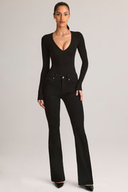 Oh Polly Elodie bodysuit noir modal col plongeant manches longues