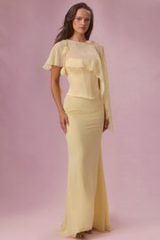Oh Polly Dresses robe satin corset jaune beurre