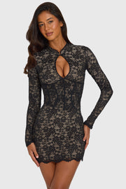 Oh Polly Dresses Zorra robe mini dentelle noire
