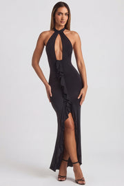 Oh Polly Apolline 9060 robe longue noire à volants