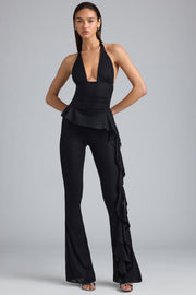 Oh Polly Reese 8204 pantalon noir volants métallisé