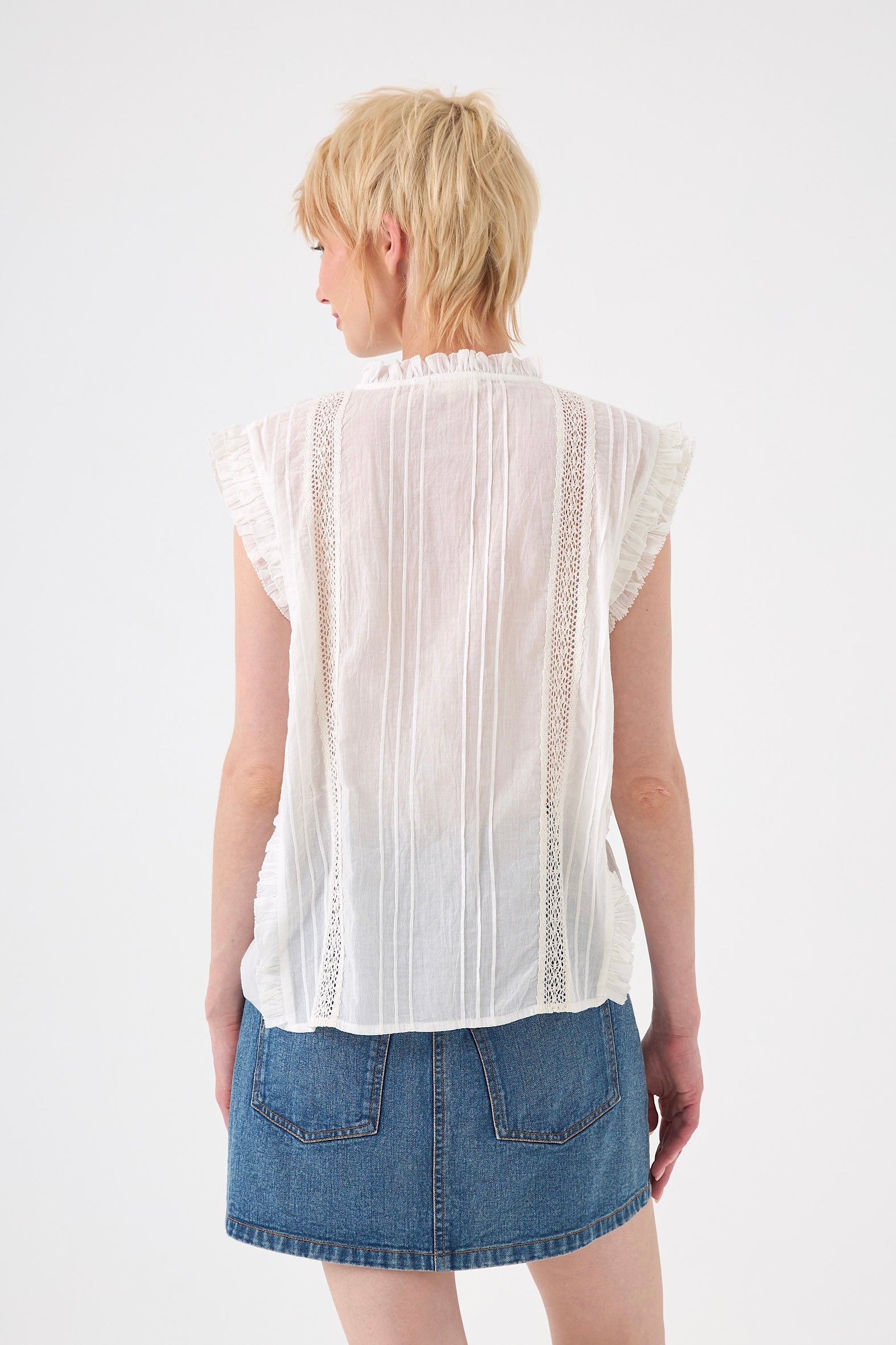Chicosoleil Sophia top sans manches blanc coton