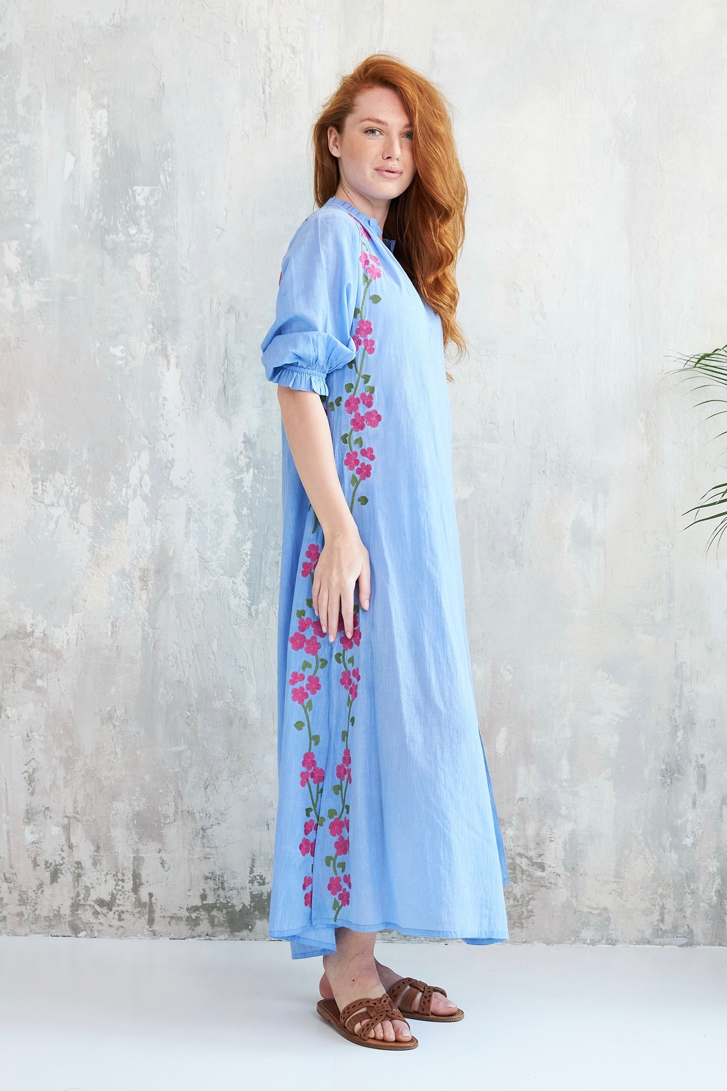 Chicosoleil Robes Kalinda robe longue bleue coton
