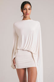 Oh Polly cape robe mini vanille dos ouvert froncée