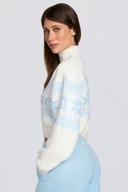 Oh Polly Knitwear BT1963 pull cropped ivoire jacquard laine