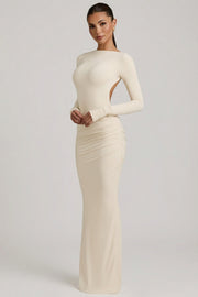 Oh Polly Regine robe longue dos nu ivoire modal