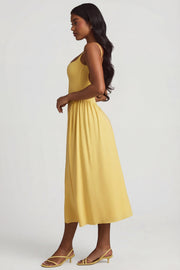 Oh Polly Aireen robe midaxi jaune pastel modal