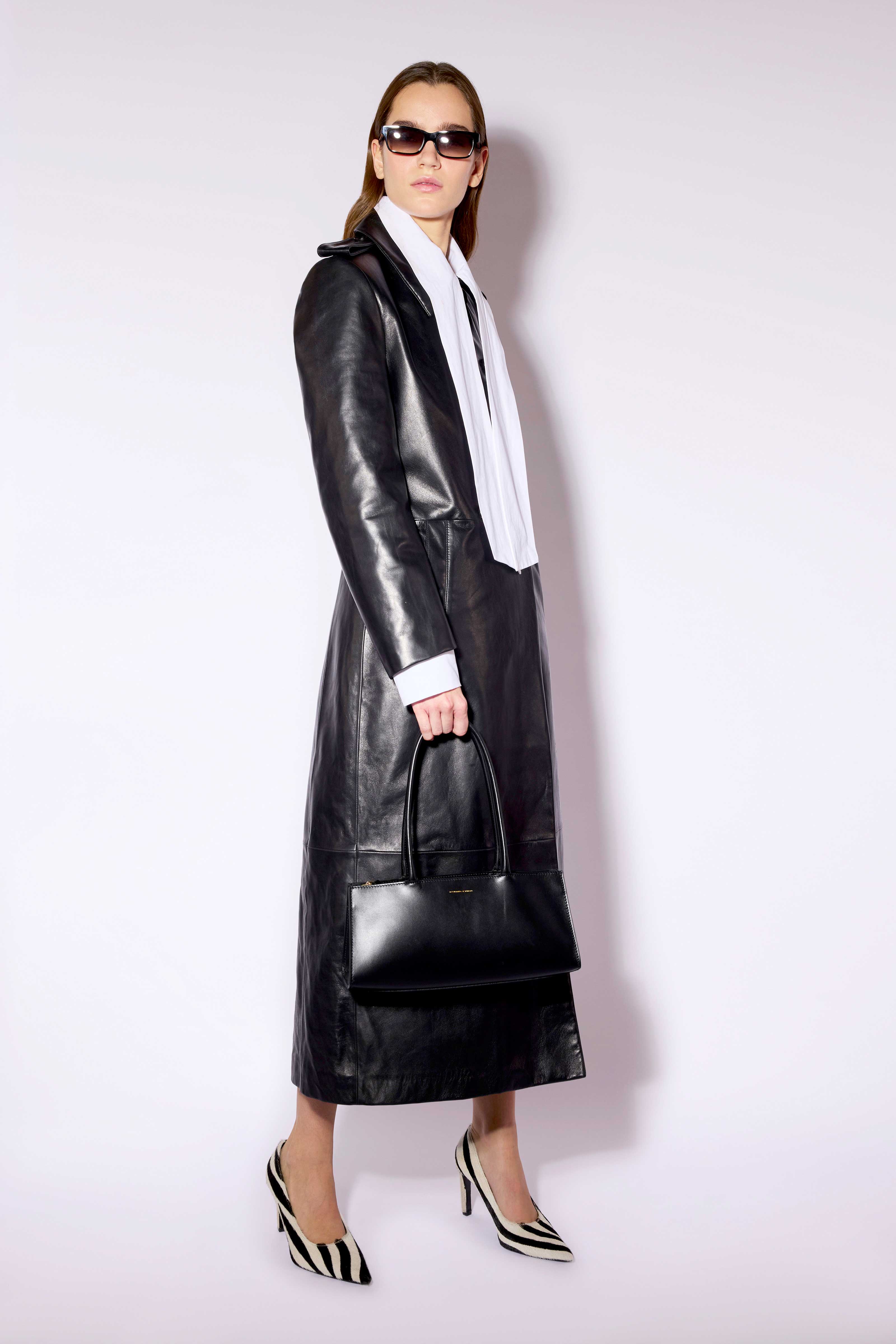 Liviana Conti Wallace F6WX30 manteau cuir noir croisé