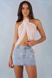 Oh Polly Virelle top ivoire col halter chiffon