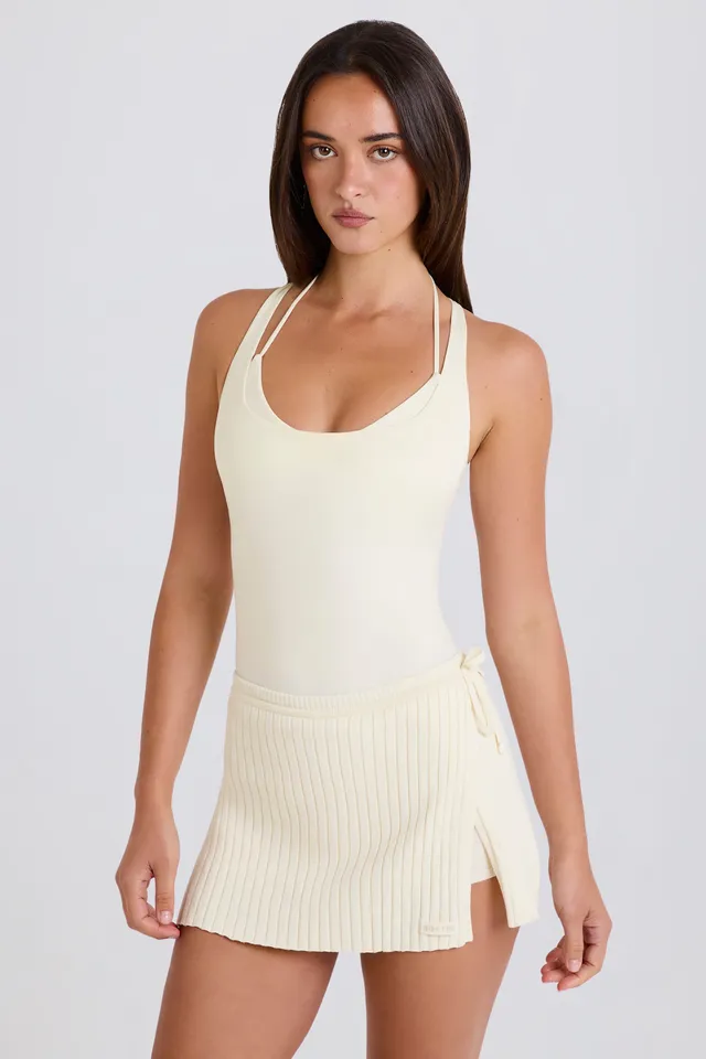 Oh Polly Shorts Jupe-Short BT2452 Crème Côtelée Coton
