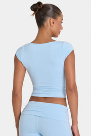 Oh Polly ButterCloud crop top ciel bleu double couche