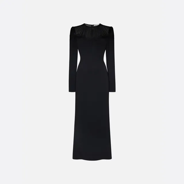Alessandra Rich Cady Silk Georgette Midi Dress robe noire 36-46