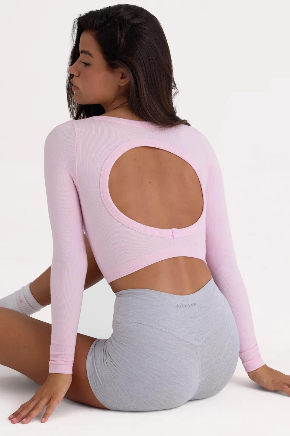 Oh Polly Tops BT2478 Top Crop Rose Poudre Côtelé