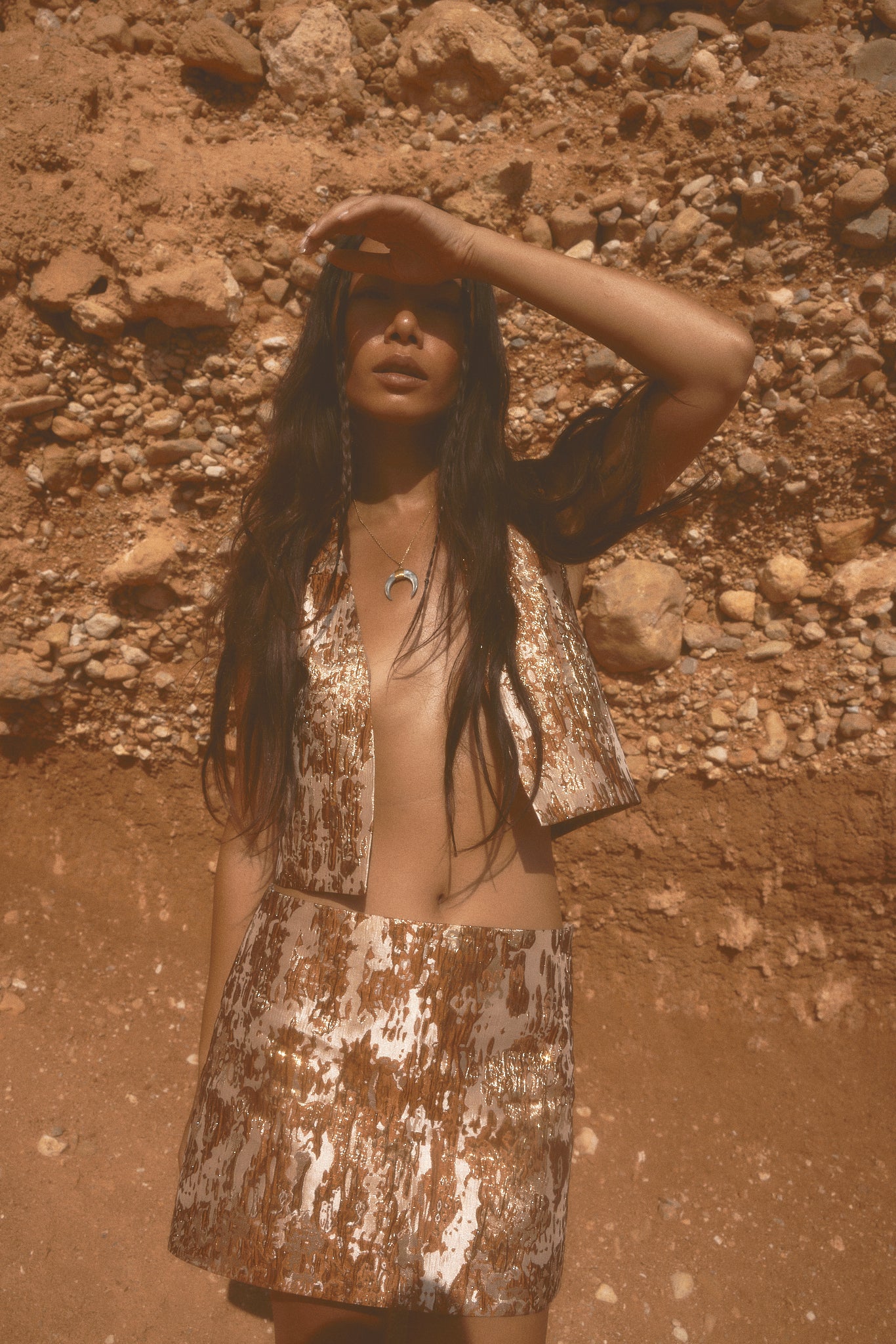 The Ethiquette Bronze Camouflage mini jupe jacquard M