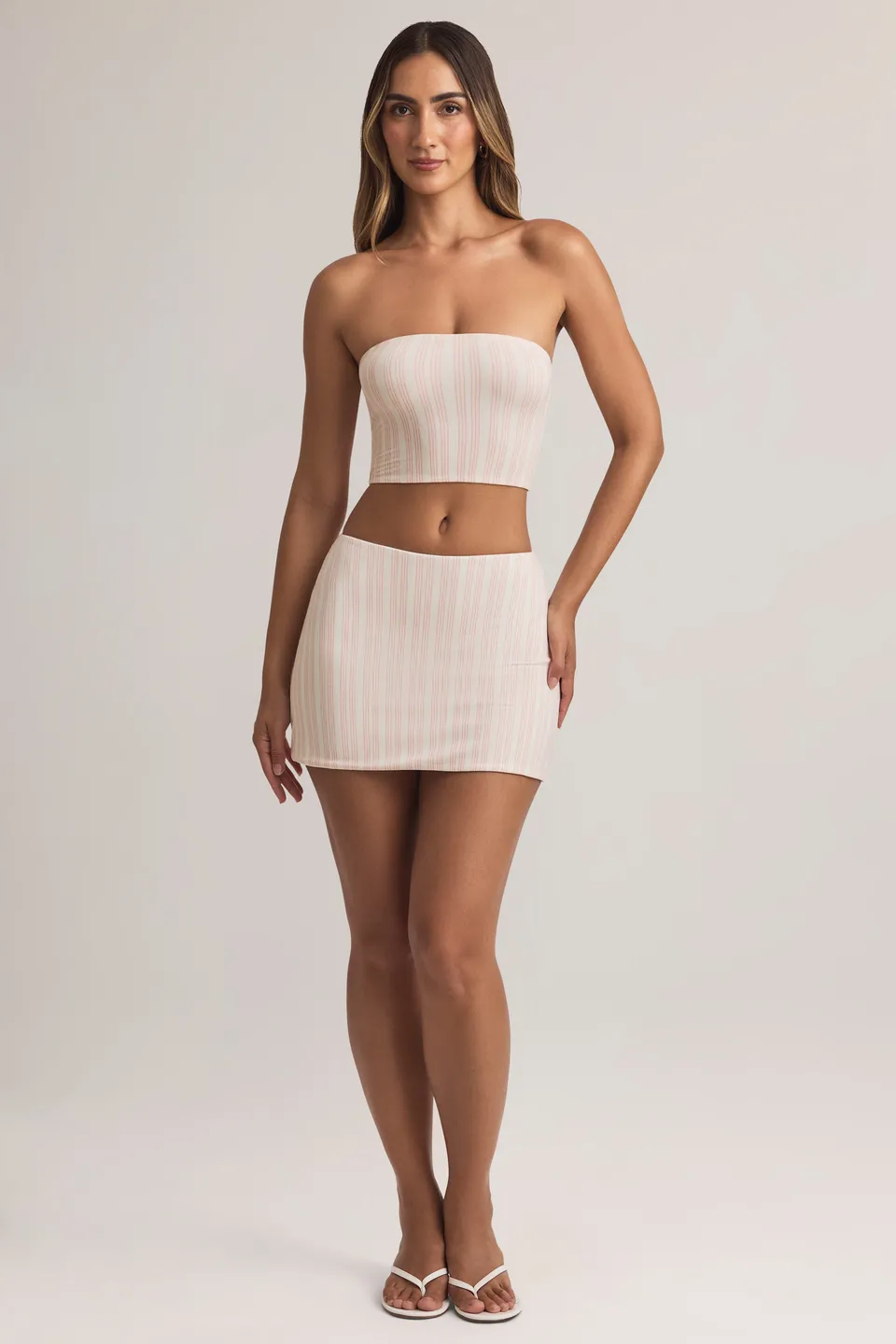Oh Polly 14624 mini jupe trapèze rayée modal stretch