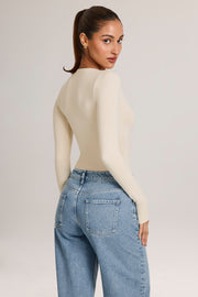 Oh Polly Elodie Body Manches Longues Ivoire Col V Modal