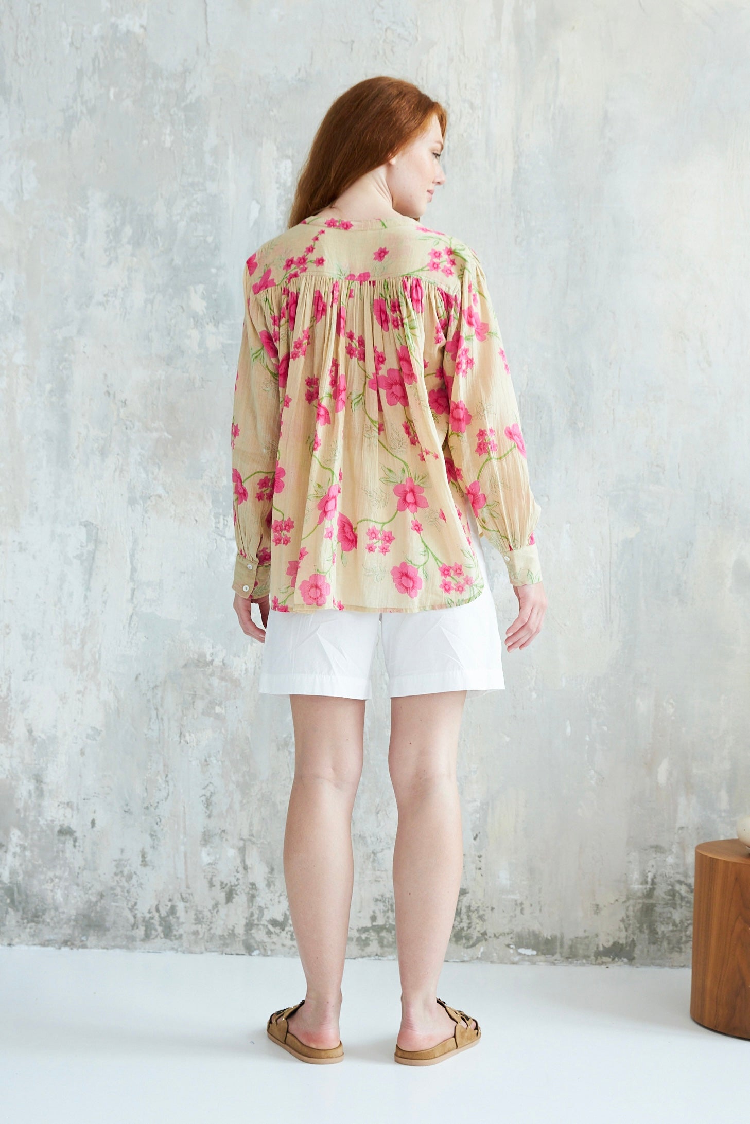 Chicosoleil Meera chemise beige Rose Garden 100% coton