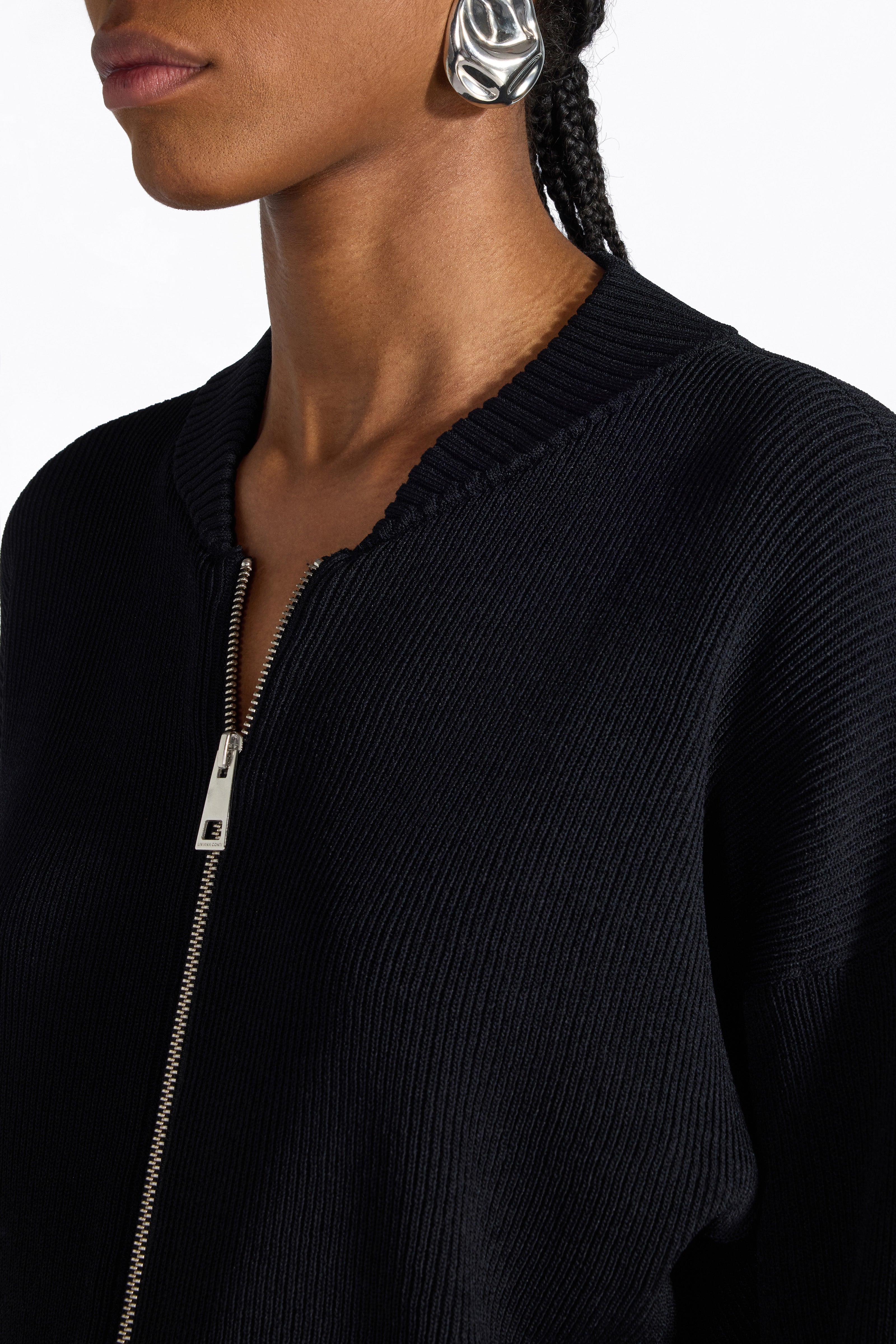Liviana Conti Marcel cardigan bomber viscose noir