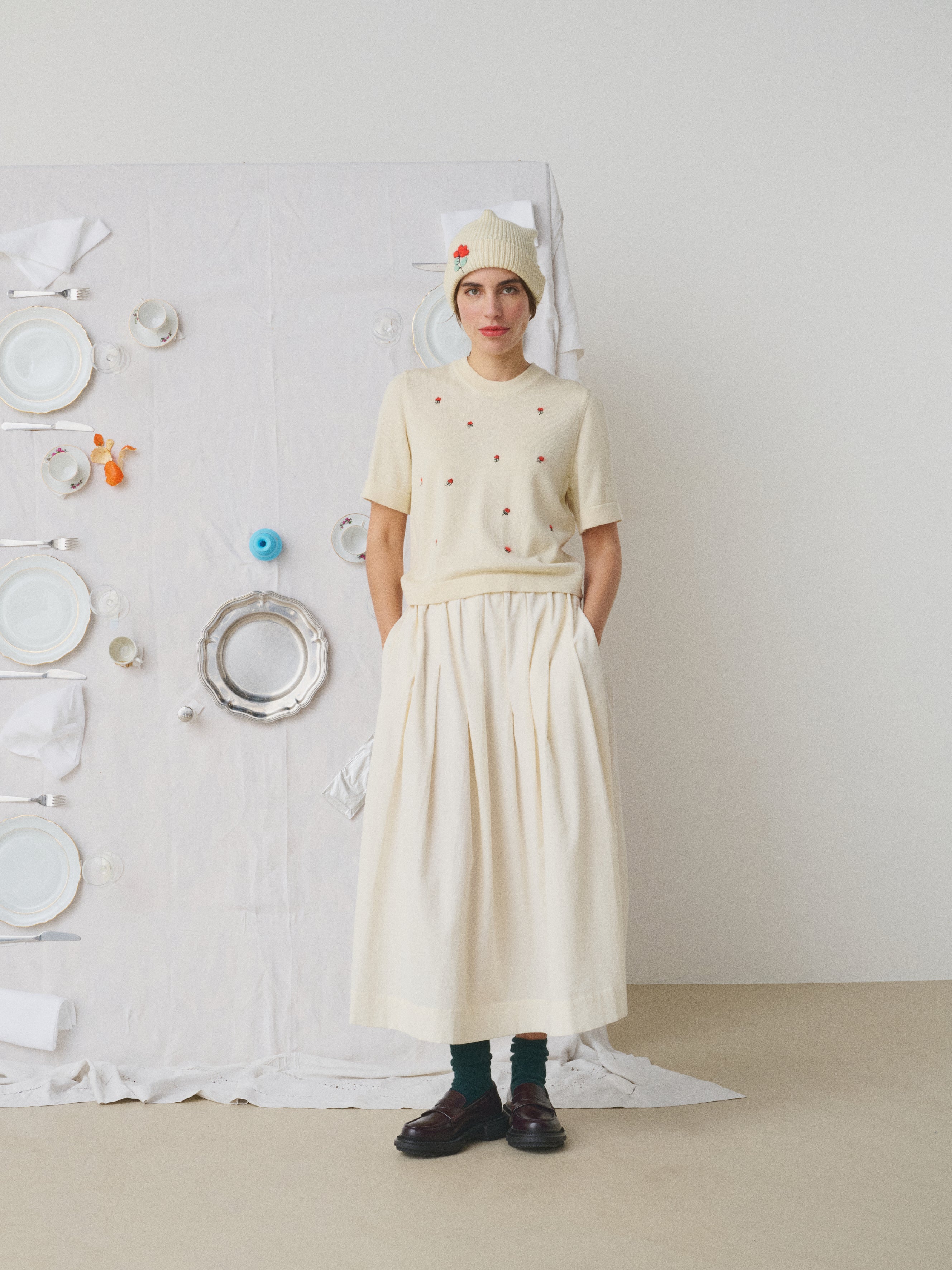 Mii à table Axelle pull laine soie blanc cassé taille S