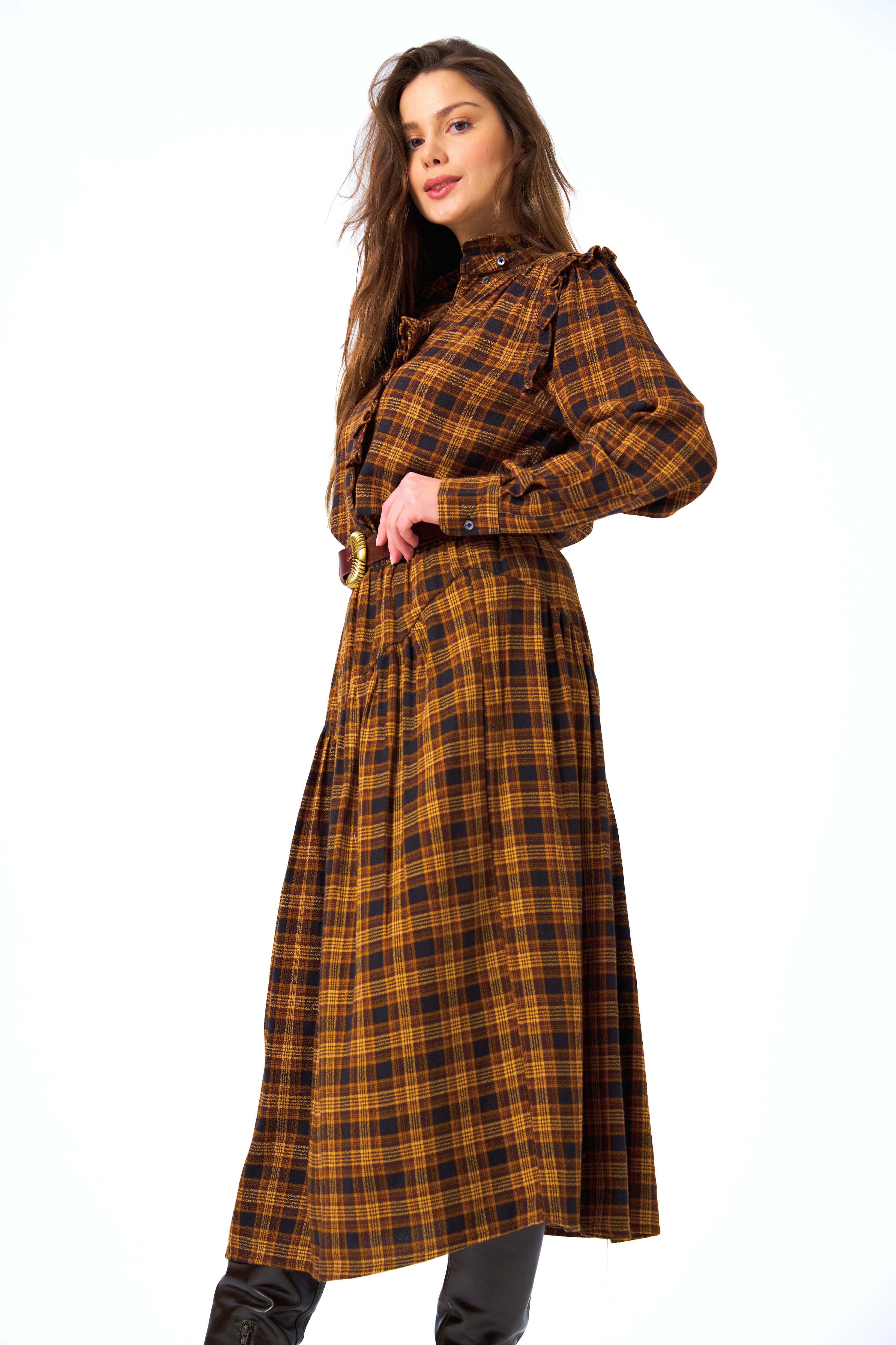 ChicoSoleil Anna jupe midi coton tribal plaid
