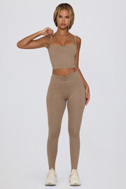 Oh Polly top mocha marl débardeur crop col carré