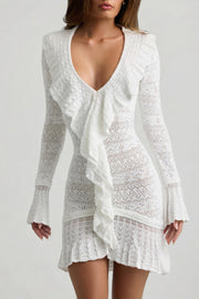 Oh Polly Dresses Jolessa mini robe coconut pointelle volants