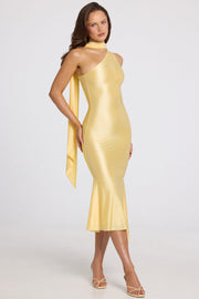 Oh Polly Shaya robe midaxi jaune beurre foulard
