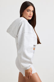 Oh Polly Pause BT1206 hoodie gris chiné coton court