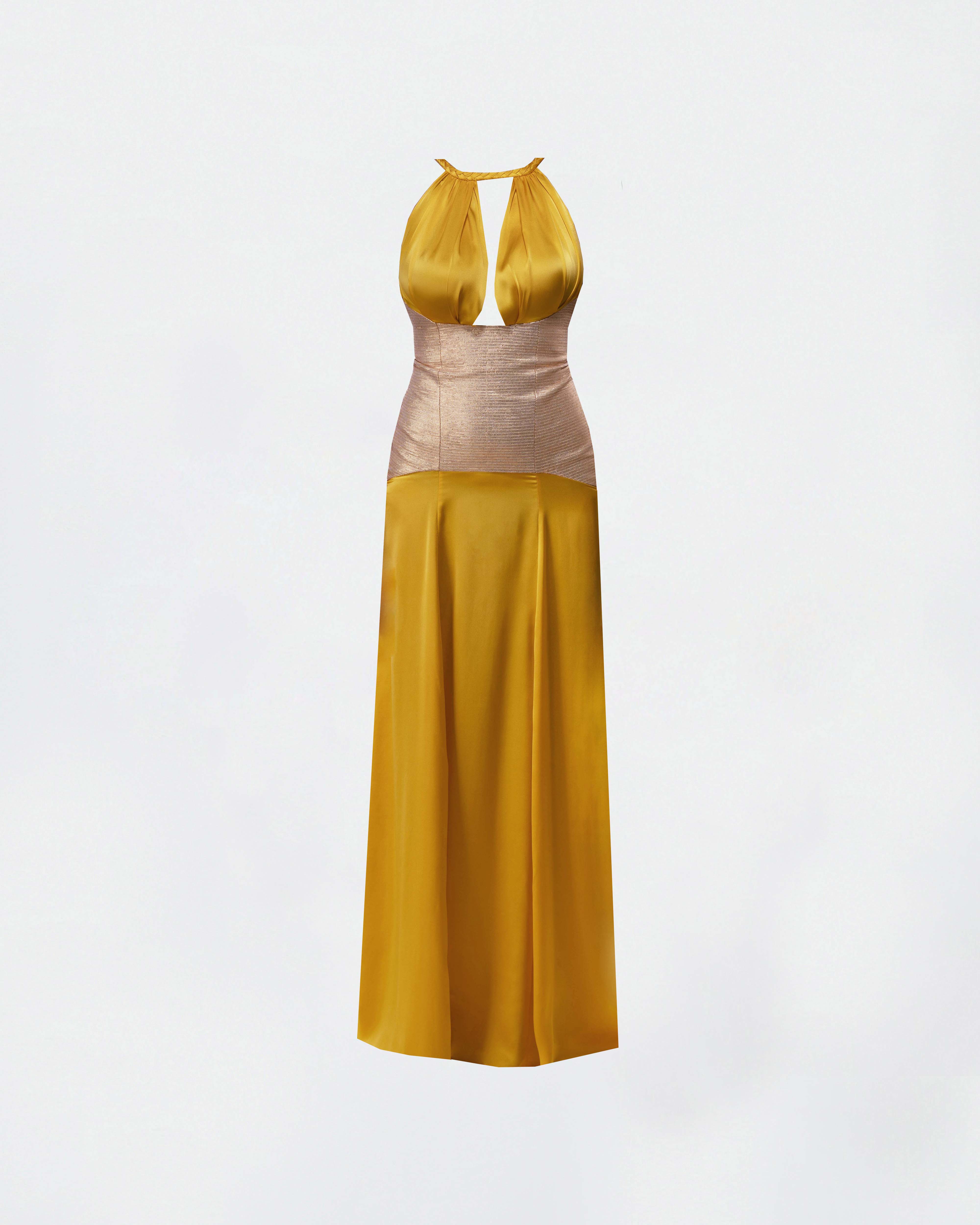The Ethiquette Robes Thalia Dress robe satin jaune soie