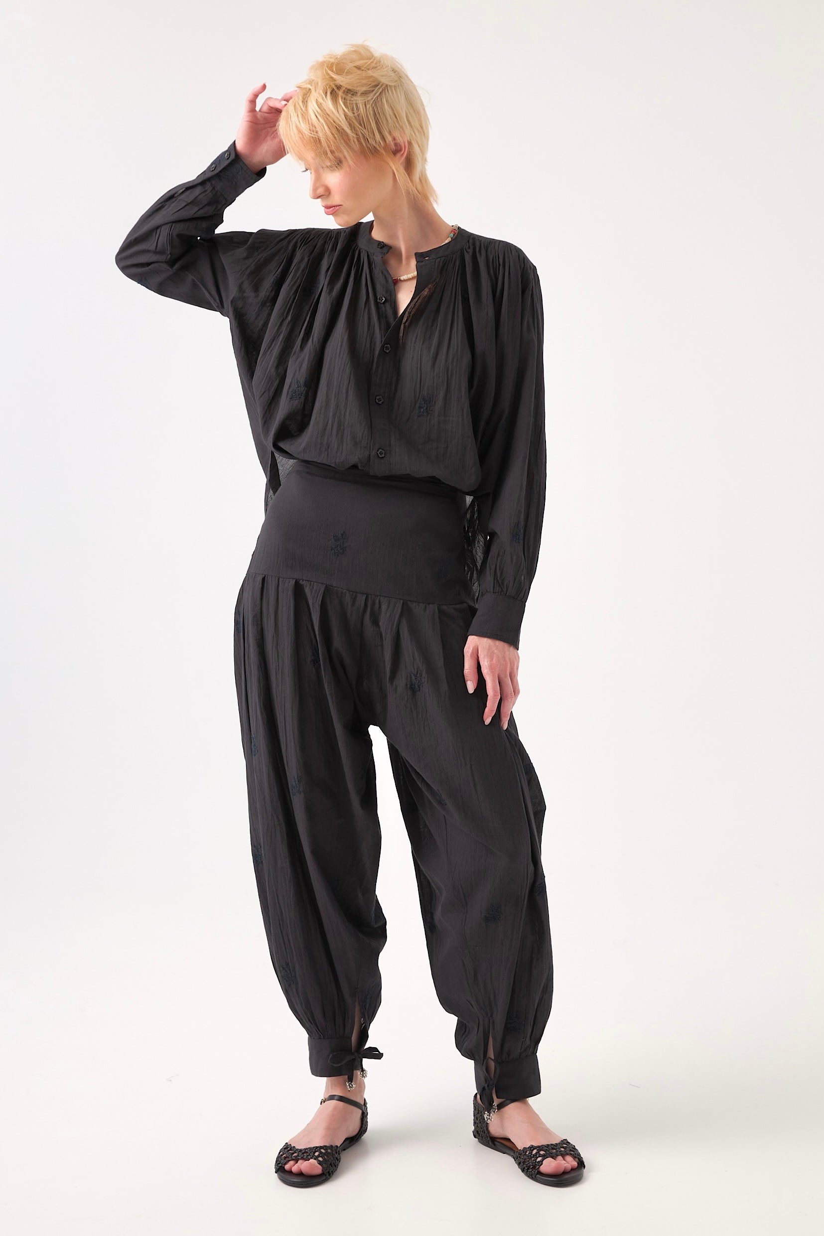 CHICOSOLEIL JASMIN pantalon sarouel coton noir S