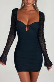 Oh Polly St. Germain mini robe perles noir 4557