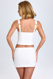 Oh Polly Issa mini jupe blanche taille basse fendue