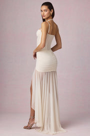 Oh Polly Dresses Haruna 13250 robe corset ivoire maxi fente
