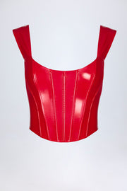 Oh Polly Lamiya top corset rouge vinyle laçage dos