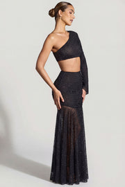 Oh Polly Soustans 8098 jupe longue noire strass mouchoir