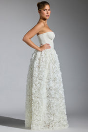 Oh Polly Embellished Robe Camellia Blanche Corset Fleurs