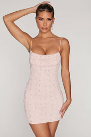 Oh Polly Seychelles robe mini rose blush col drapé