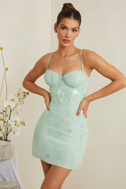 Oh Polly Embellished Constance robe courte sauge sequins