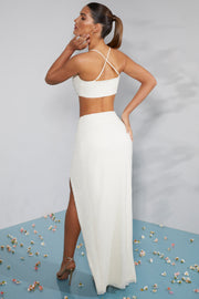 Oh Polly Como jupe maxi ivoire strass fendue