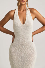 Oh Polly Mirri 14471 robe longue blanche bouclé licou