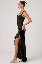 Oh Polly 13141 Robina robe corset noire sequins