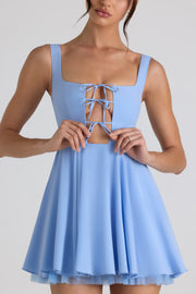 Oh Polly Nanisca 8285 mini robe bleu ciel georgette ajourée