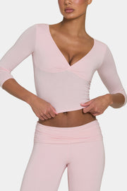 Oh Polly Tops ButterCloud 3/4 Sleeve Top haut rose blush stretch