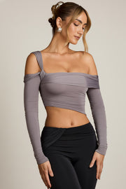Oh Polly Carryn top asymétrique gris acier ruché