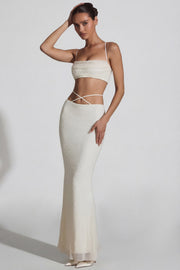 Oh Polly Embellished Pisa haut crop blanc perles strass