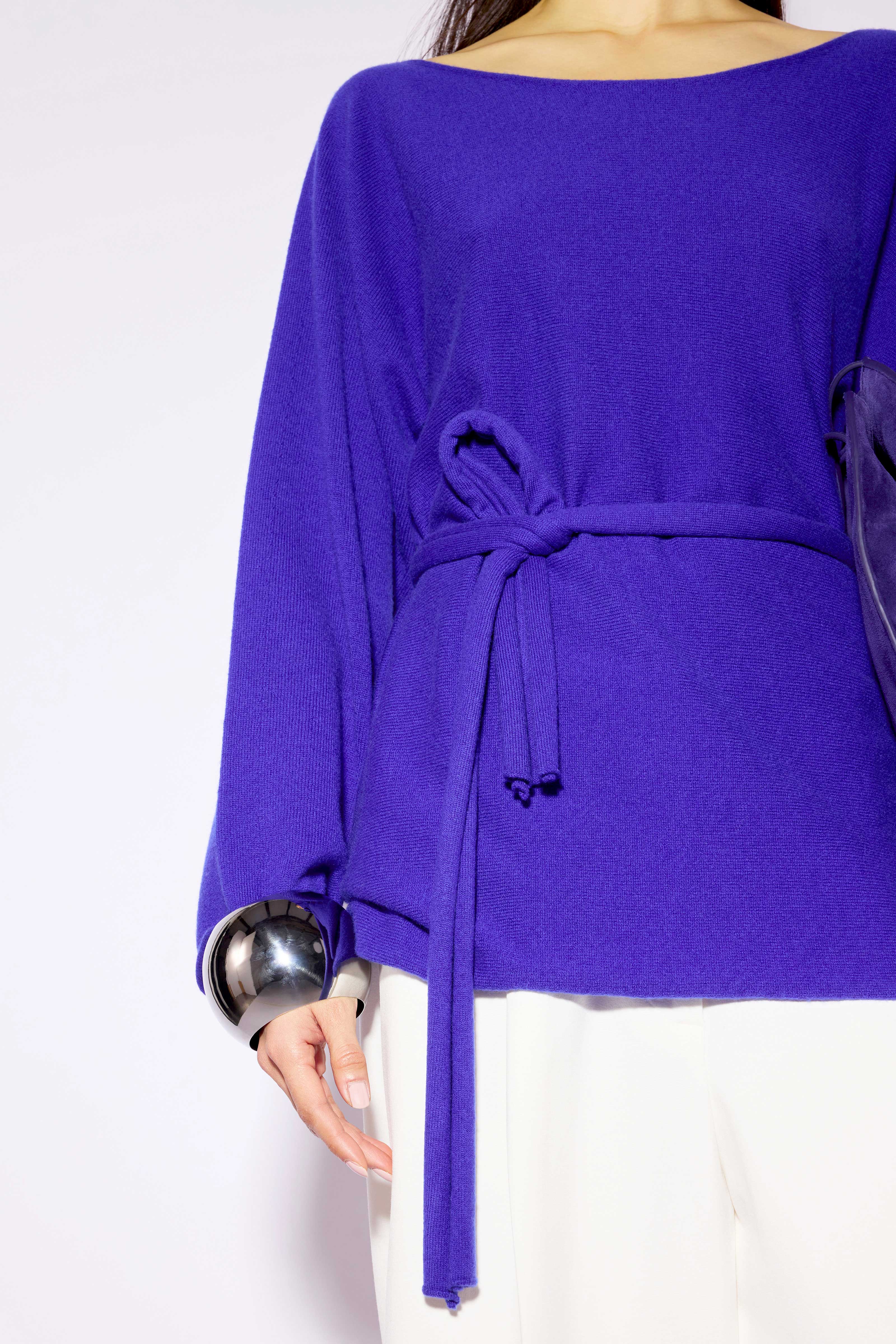 Liviana Conti Kira pull cachemire col bateau bleuette