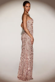 Oh Polly Solenna Robe Bustier Rose Doré Paillettes 15176