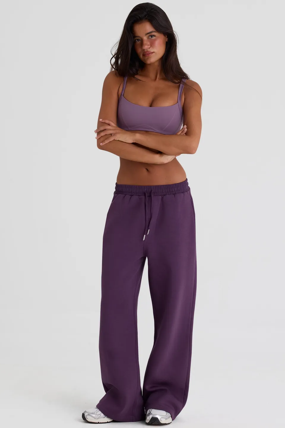 Oh Polly BT02580 Pantalon Jogging Large Plum Violet Coton