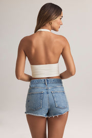 Oh Polly Tops Drew 14686 haut blanc col halter modal crop